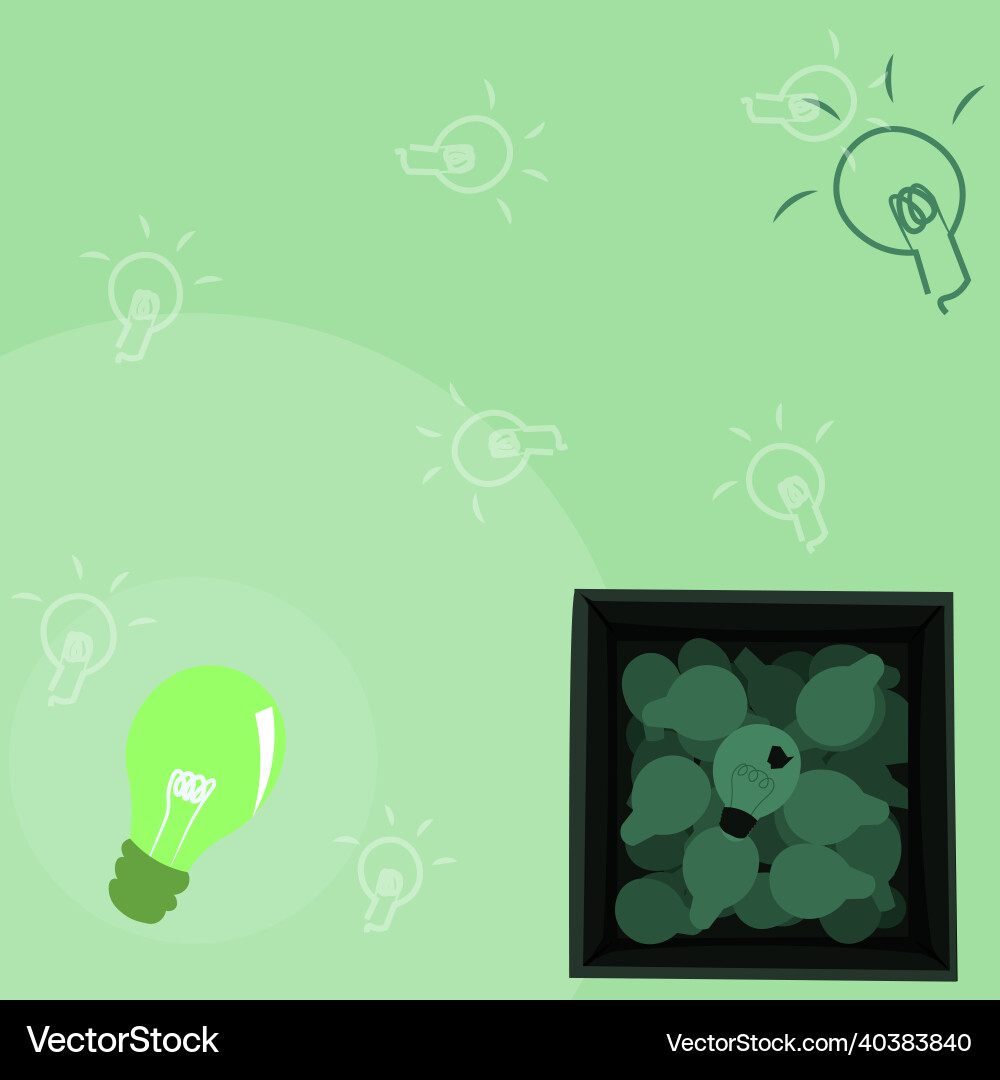 Glowing light bulb drawing in box displaying Glowing light bulb drawing in box displaying vector image