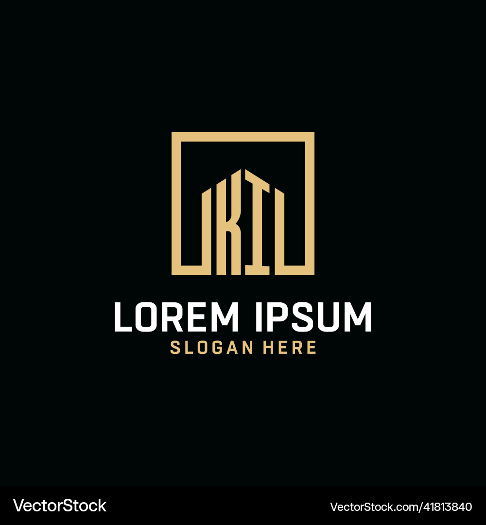 Ki initial monogram logo design with square shape Ki initial monogram logo design with square shape Vector Image