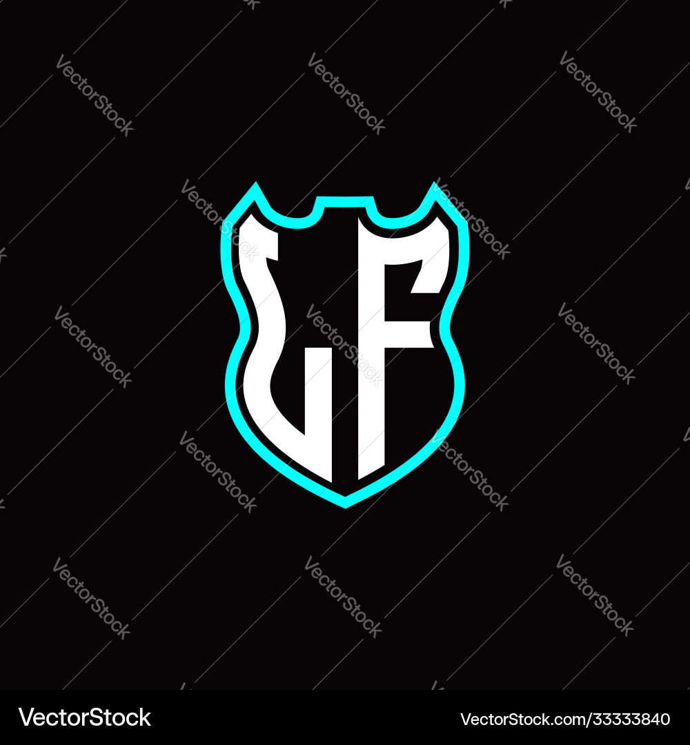 L f initial logo design with shield shape Vector Image