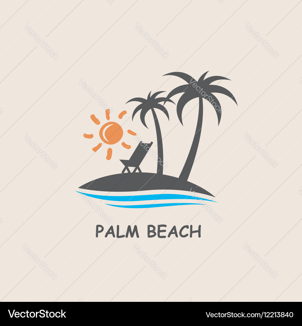 Label with palm tree vector image