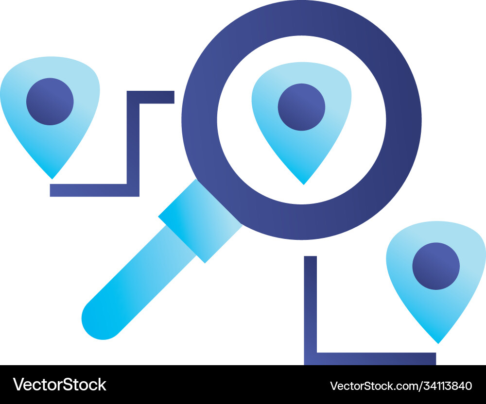 Lupe with gps marks gradient style icon Lupe with gps marks gradient style icon vector image