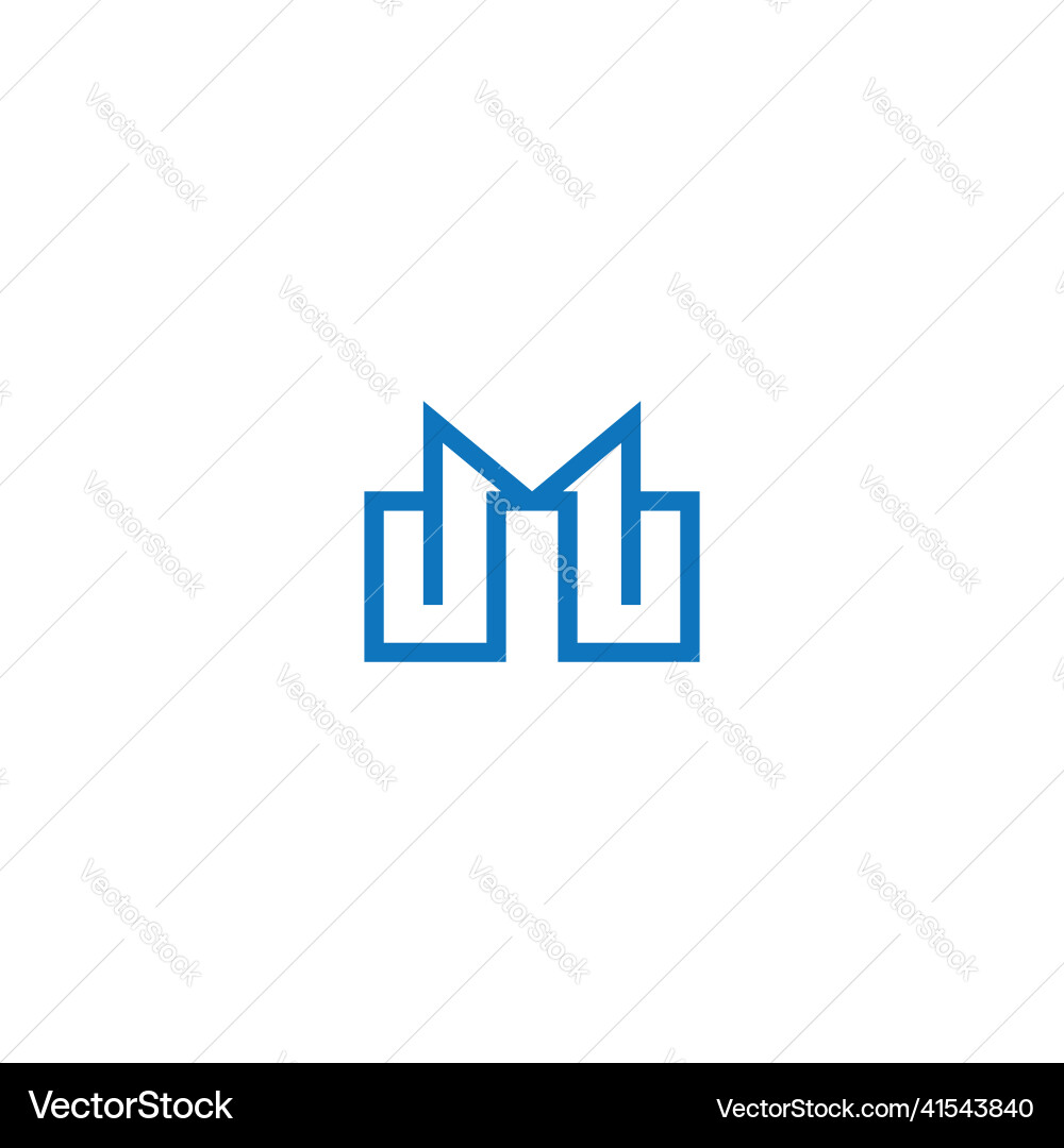 M shape line initial logo M shape line initial logo vector image