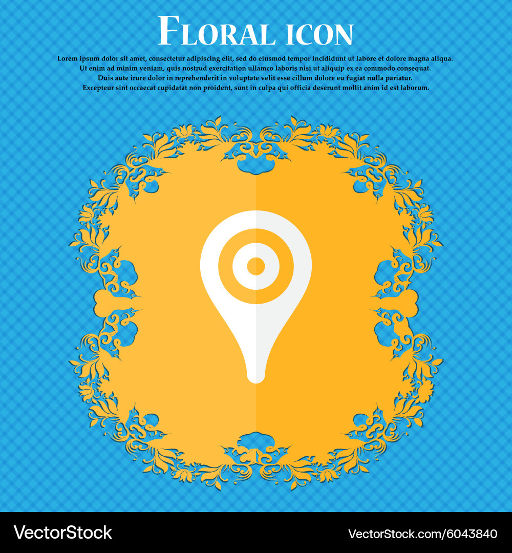 Map pointer gps location floral flat design vector image