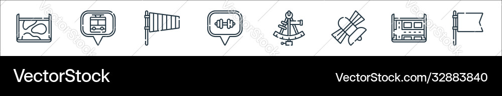 Navigation and maps line icons linear set quality Navigation and maps line icons linear set quality vector image