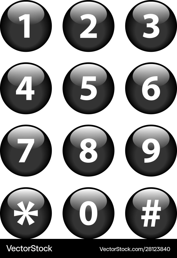Number set circle shiny glossy button Number set circle shiny glossy button vector image