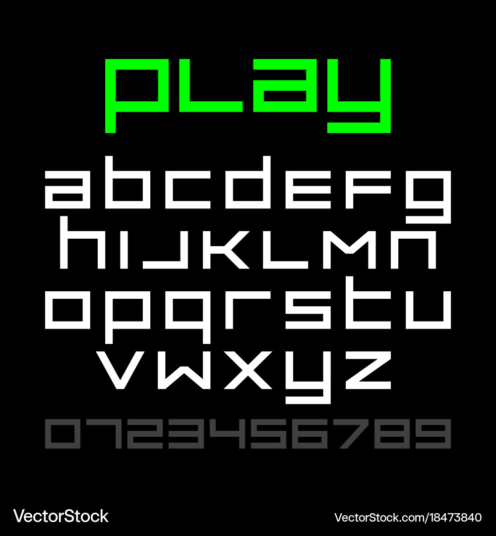 Old style video game font alphabet and numbers vector image
