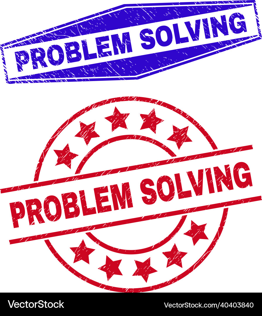 Problem solving scratched badges in circle vector image