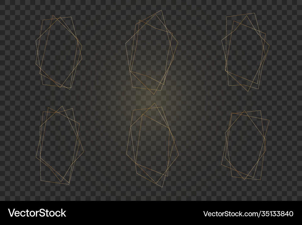 Set golden abstract frames for trendy design Vector Image