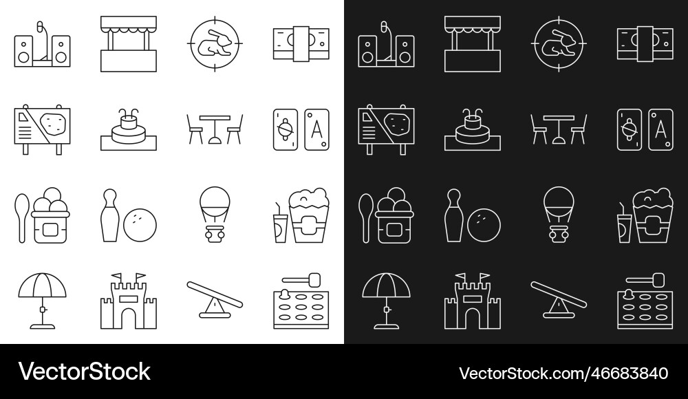 Set line arcade game machine popcorn box Vector Image