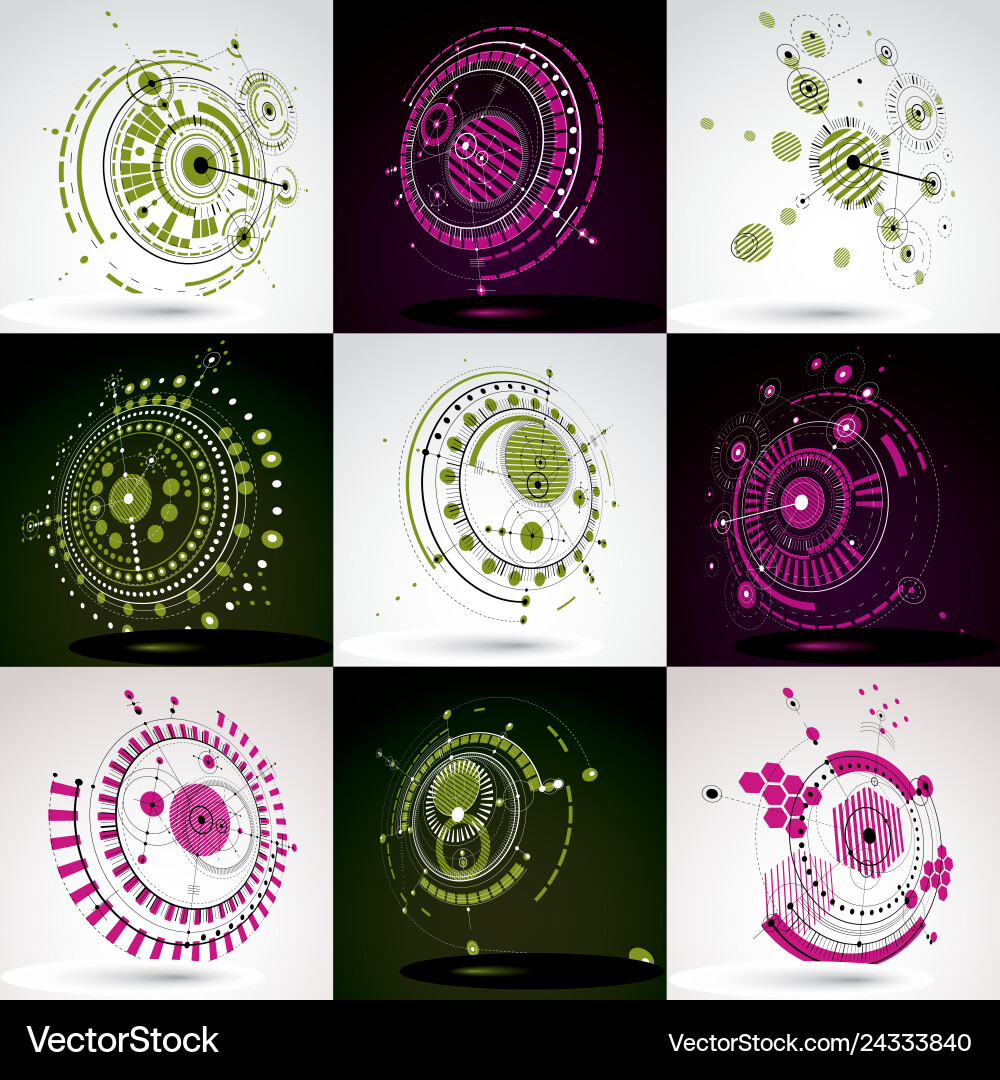 Set of modular bauhaus 3d backdrops created from Vector Image