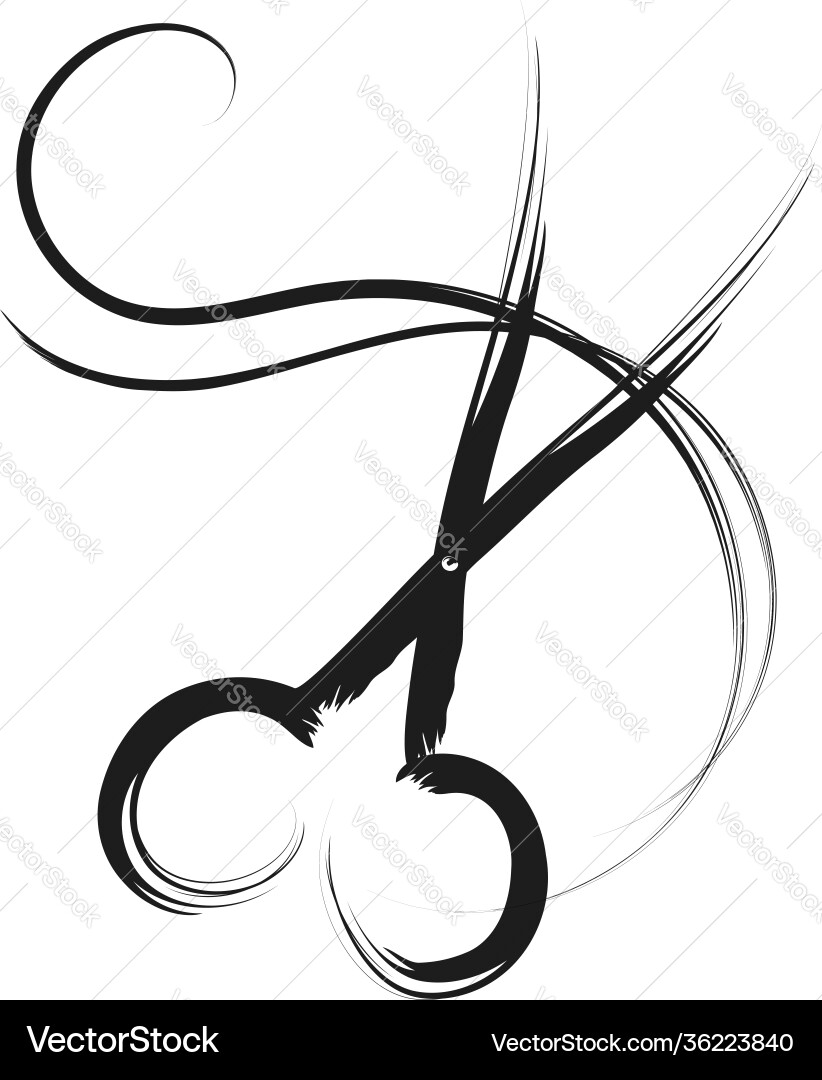 Stylish Haircut with Scissors and Curl vector image