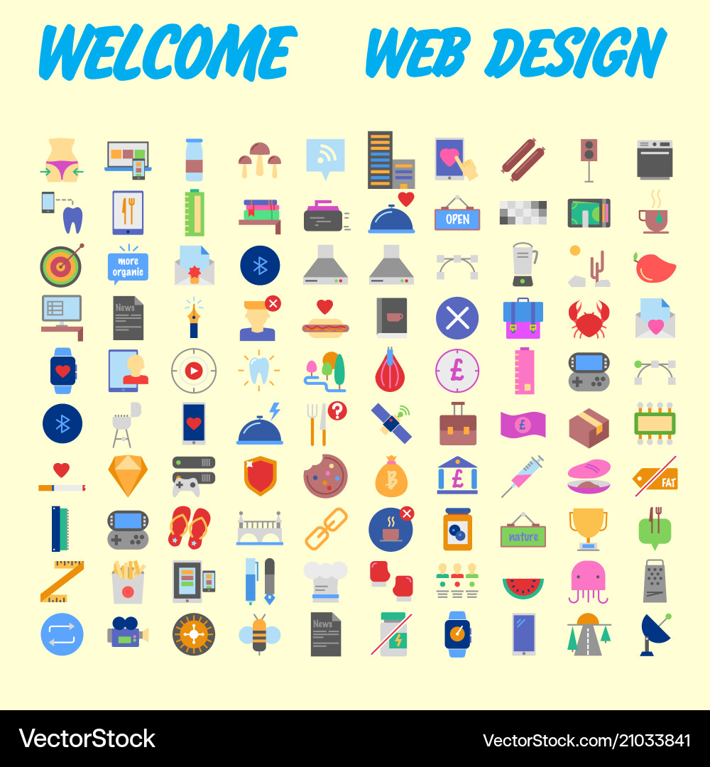 100 universal icons for web design on different 100 universal icons for web design on different vector image