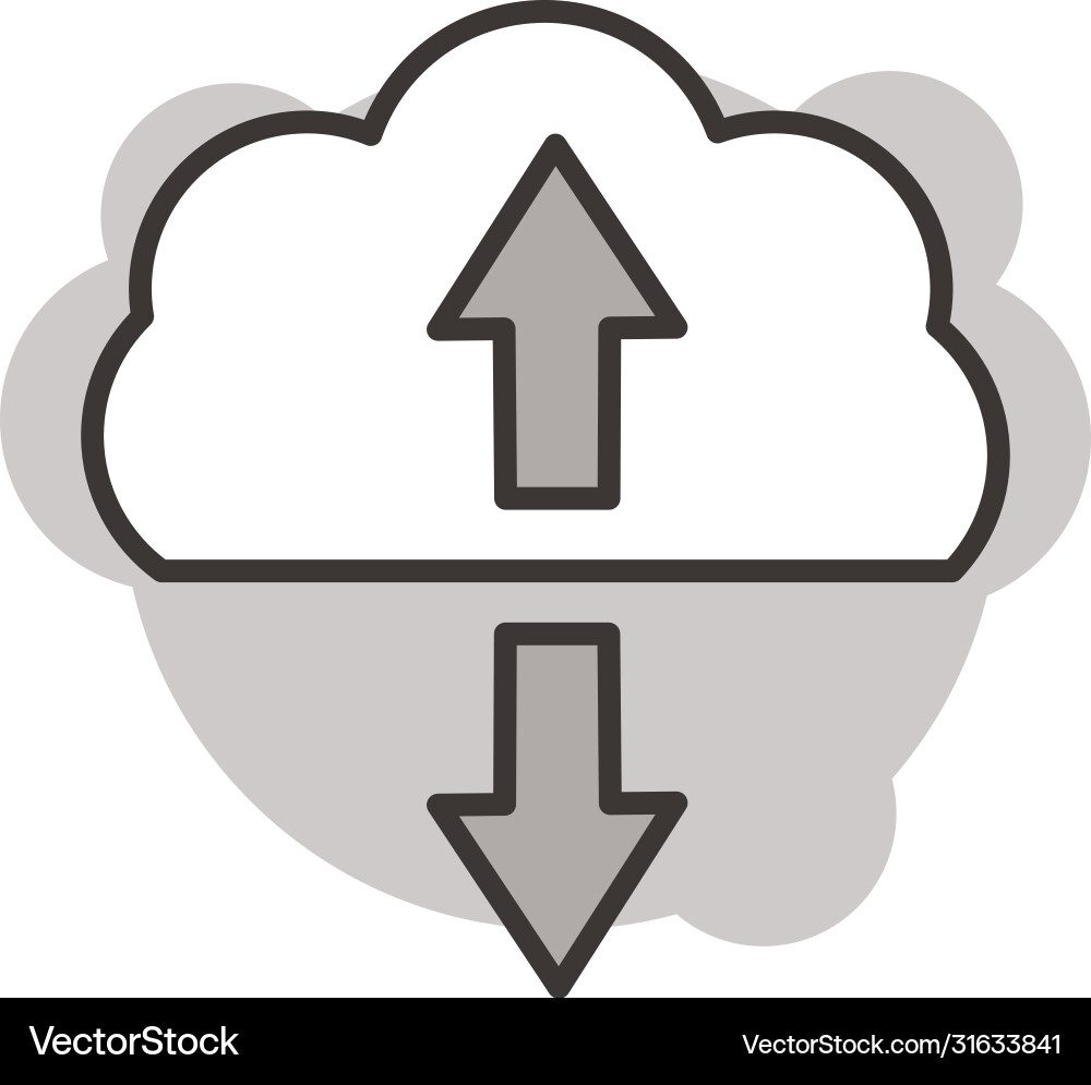 Cloud computing with arrows line style icon vector image