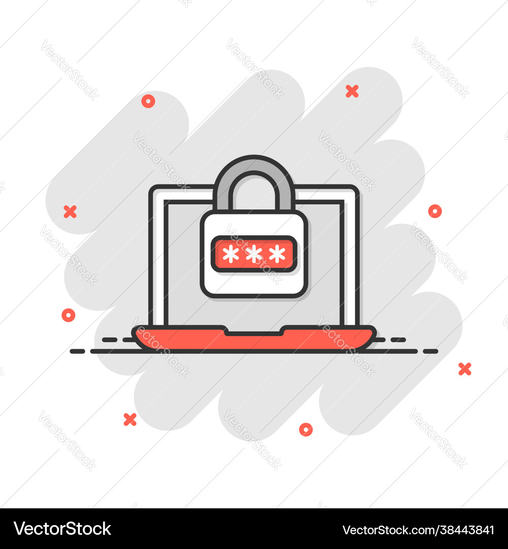Laptop with password icon in flat style computer Laptop with password icon in flat style computer vector image