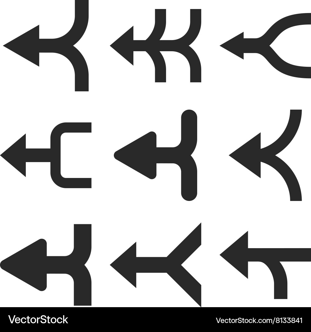 Left Merge Arrows Icon Set vector image