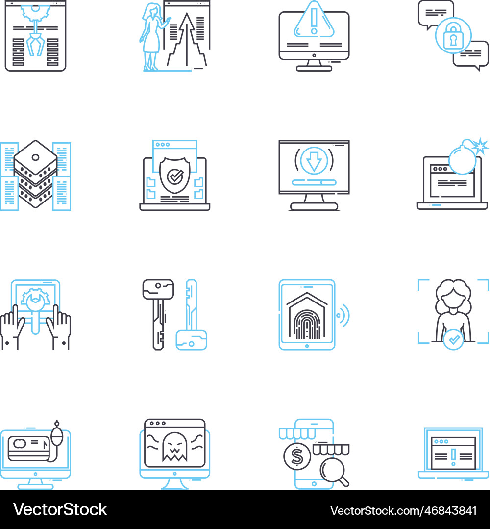 Online security linear icons set encryption Online security linear icons set encryption vector image