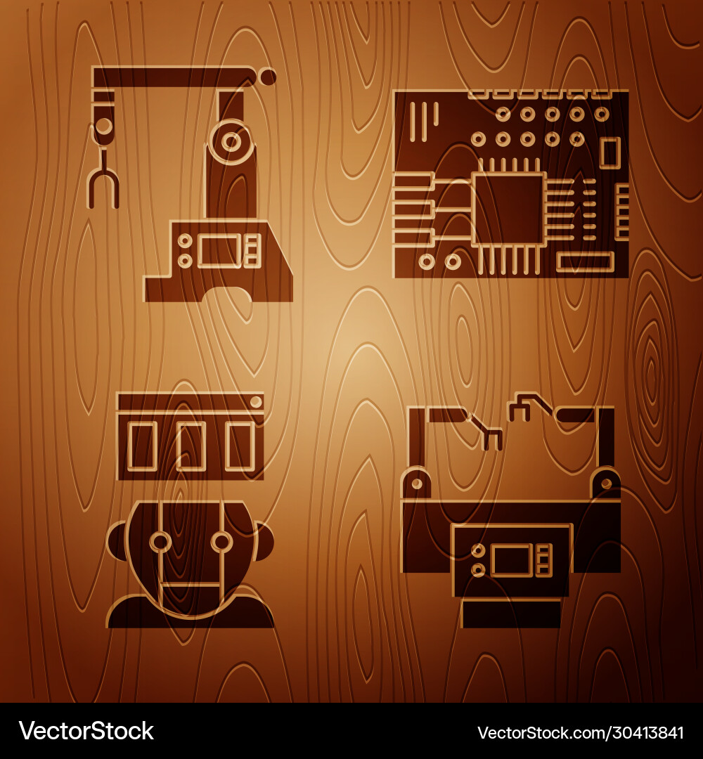 Set assembly line robot Set assembly line robot vector image