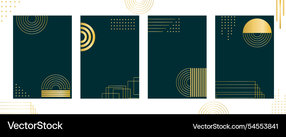 Set backgrounds with golden abstract elements Vector Image