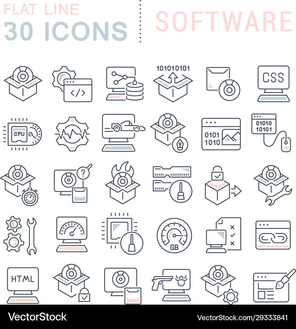 Set line icons software Set line icons software vector image