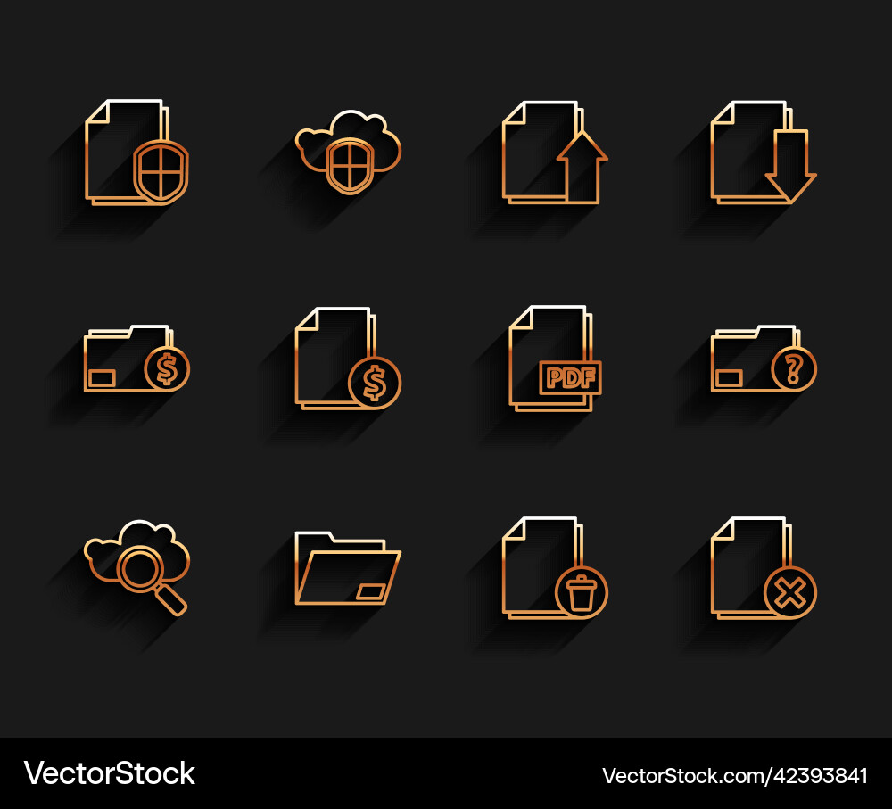 Set line search cloud computing document folder Set line search cloud computing document folder vector image