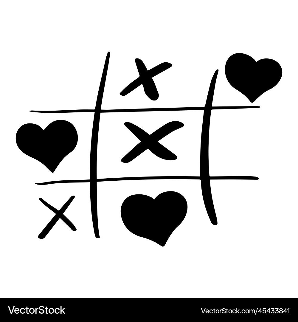 Tic tac toe doodle game with cross and circle sign Tic tac toe doodle game with cross and circle sign vector image