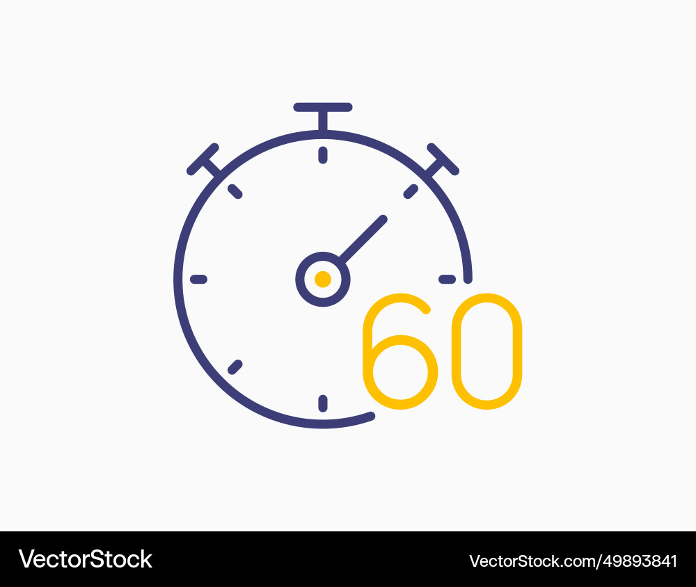 Timer 60 minutes line icon clock countdown Timer 60 minutes line icon clock countdown vector image