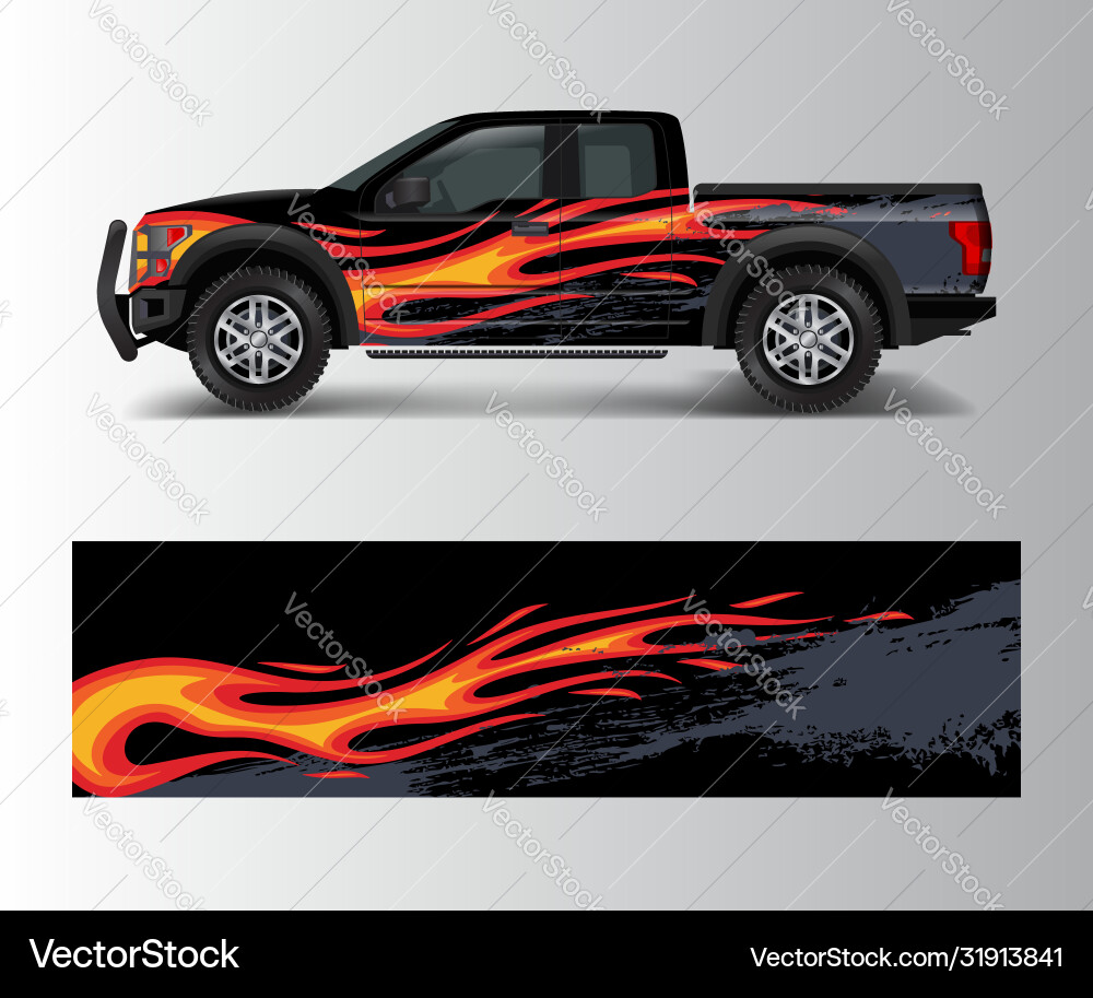 Truck and car graphic background wrap vinyl Truck and car graphic background wrap vinyl Vector Image