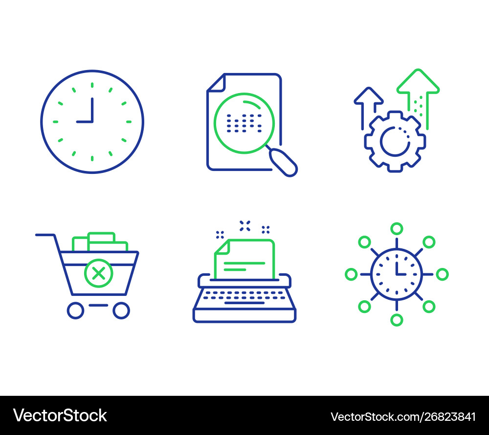 Typewriter search file and remove purchase icons Typewriter search file and remove purchase icons vector image