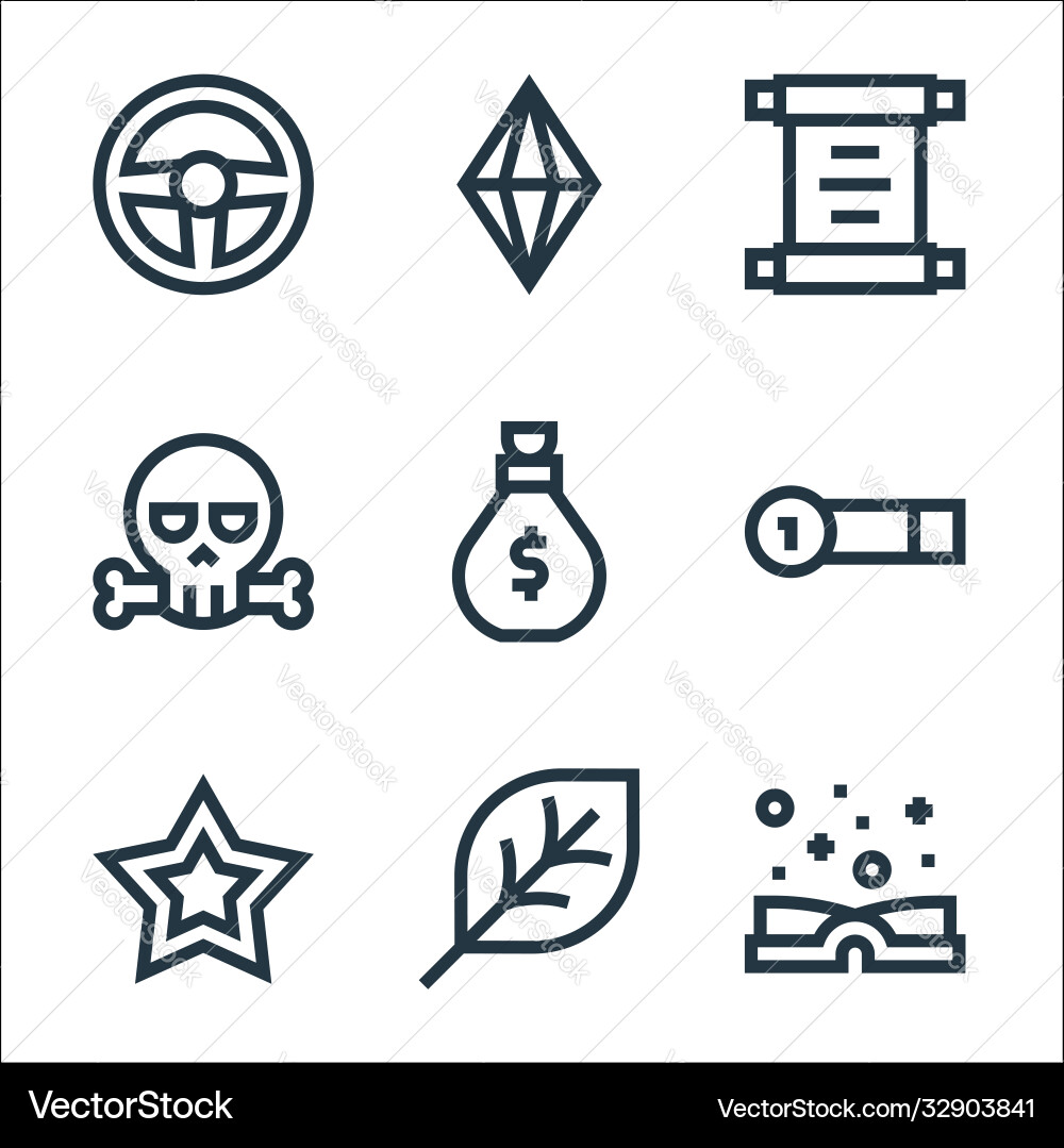 Video game elements line icons linear set quality Video game elements line icons linear set quality vector image