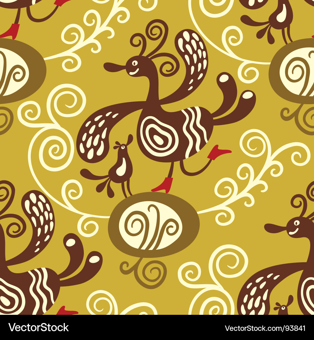 Whimsical Bird Swirls Vector Image