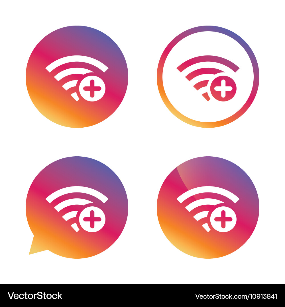 Wifi Plus Icon - Add Network vector image