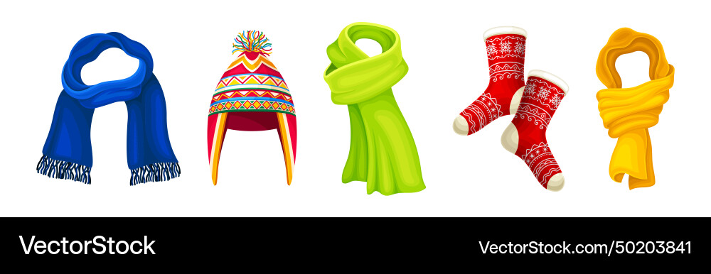 Winter warm clothes accessory with scarf hat Winter warm clothes accessory with scarf hat vector image