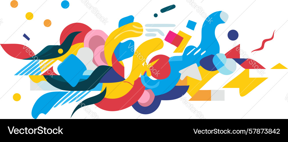 Abstract colorful scattered elements symbolizing Vector Image