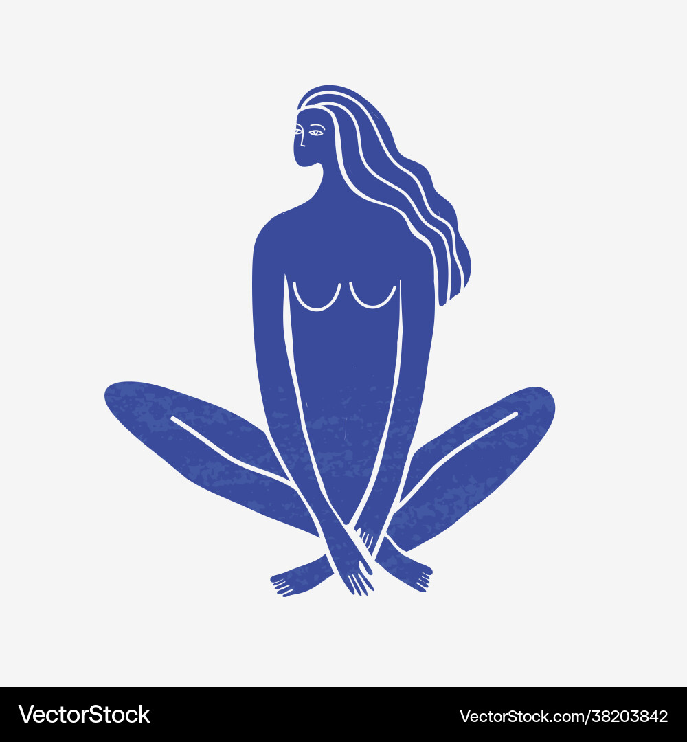 Abstract woman sitting meditation long Abstract woman sitting meditation long vector image
