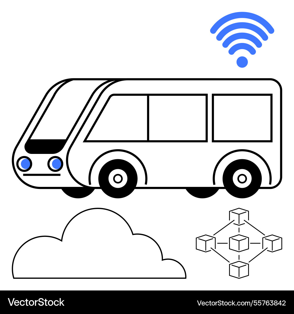 Automated smart bus concept with cloud computing Vector Image