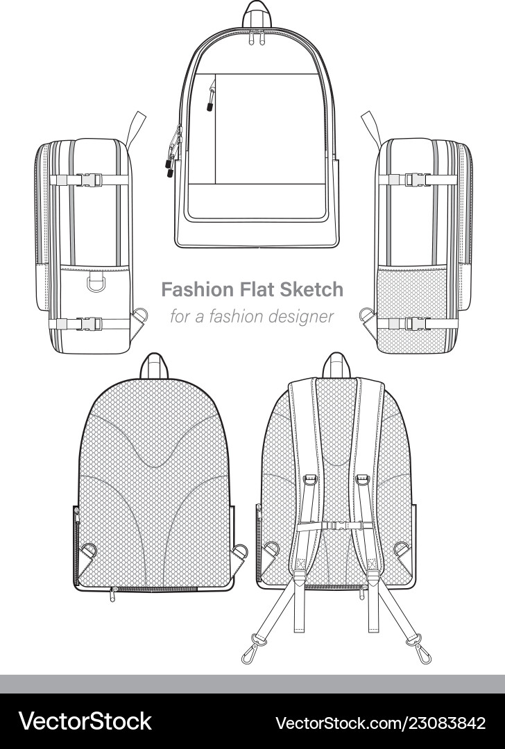 Rucksack Design flache Skizzen Vorlage Lizenzfreier Vektor