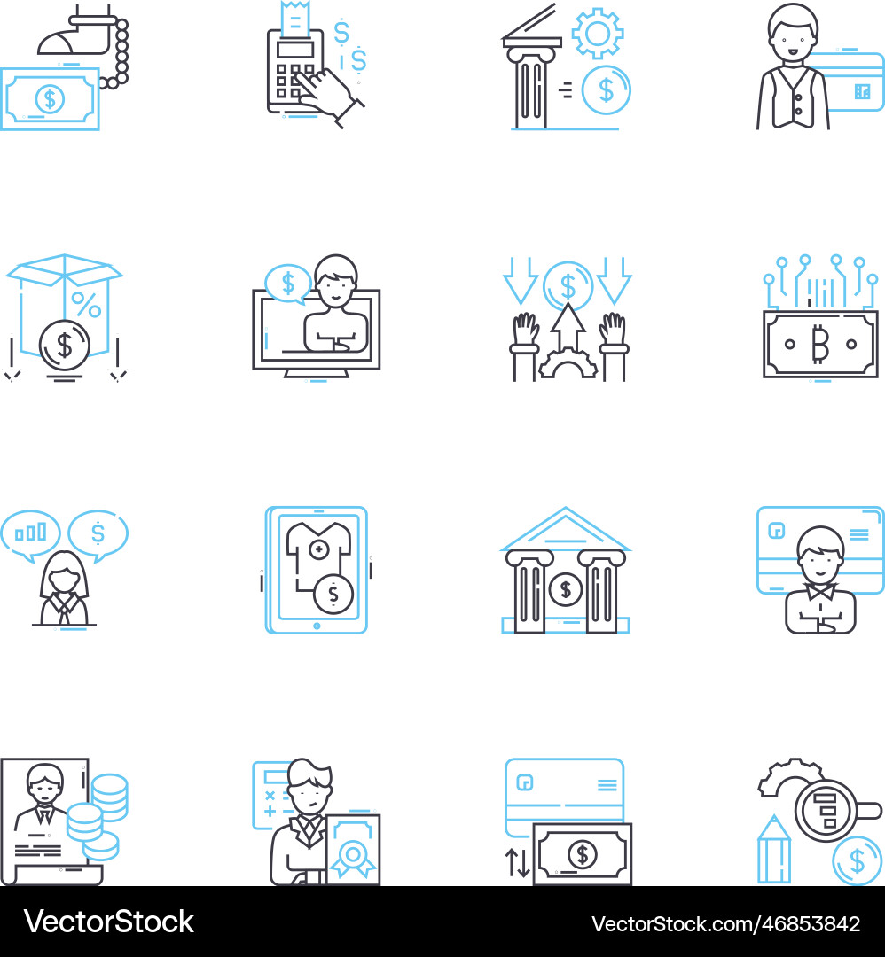 Budget analysis linear icons set allocation Vector Image