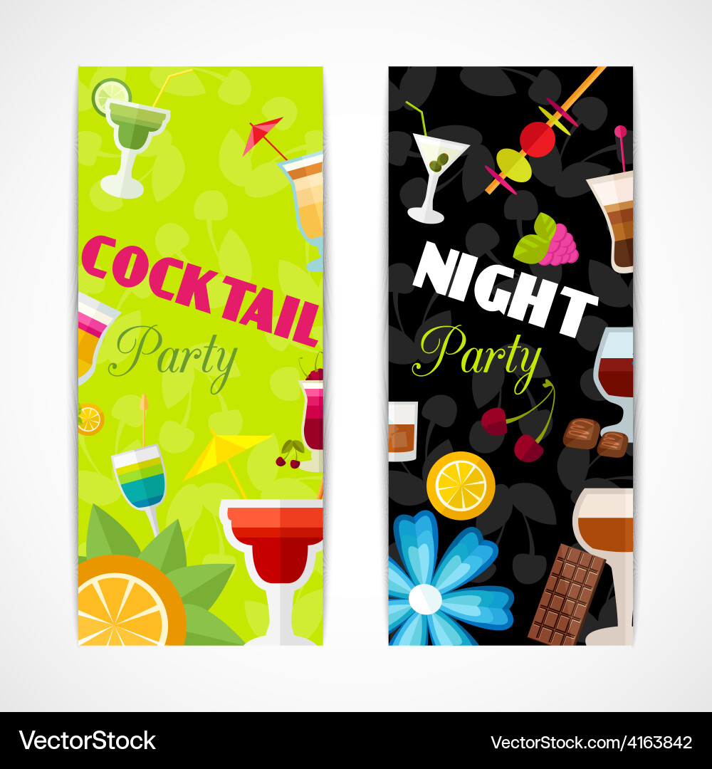 Cocktails banner vertical Vector Image