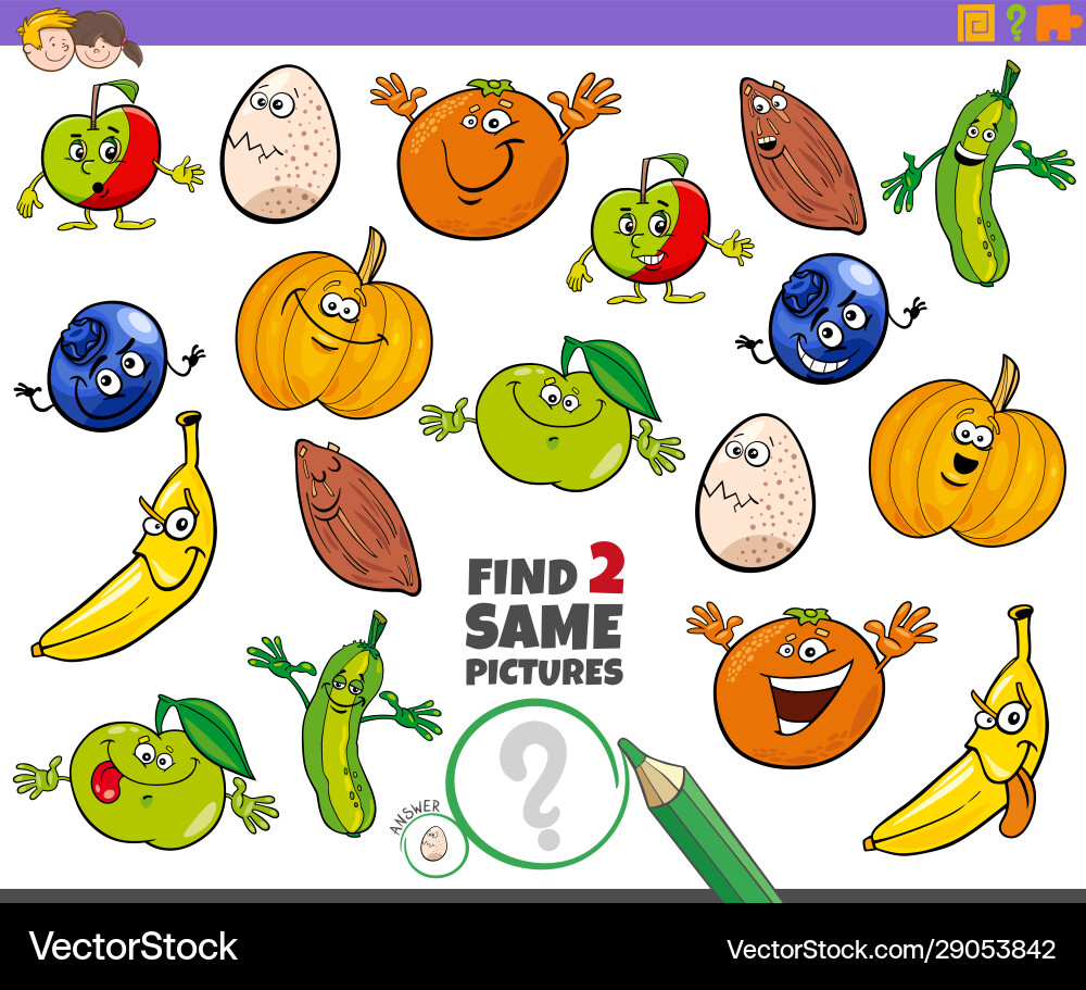 Find Two Same Characters Game Vector Image