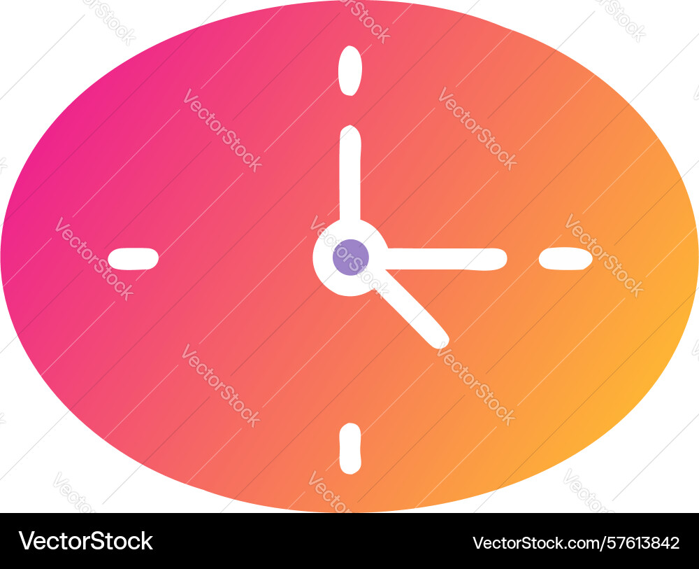 Gradient oval timepiece icon for scheduling vector image