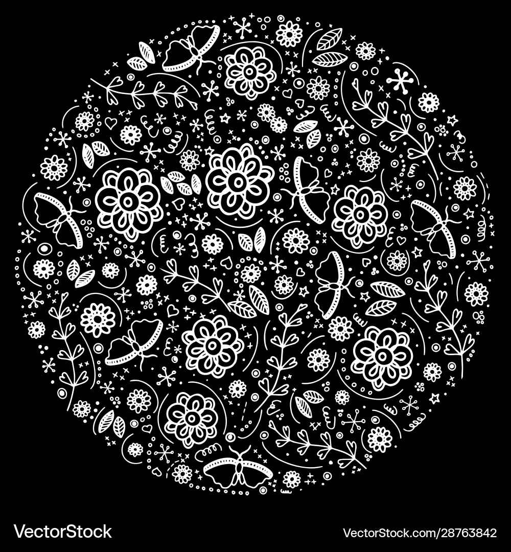 Hand drawn contour round shape seamless pattern Hand drawn contour round shape seamless pattern vector image