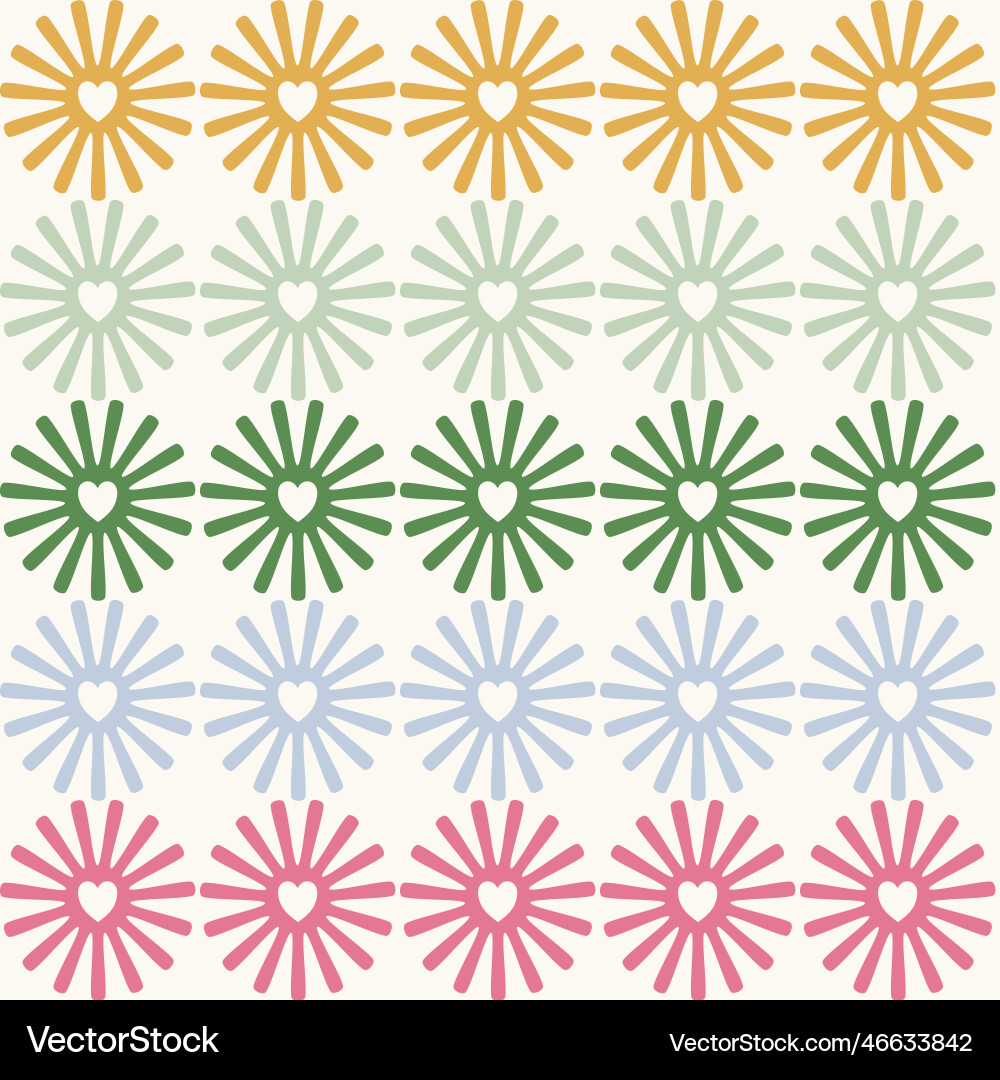 Seamless retro pattern with rows of flowers Seamless retro pattern with rows of flowers vector image