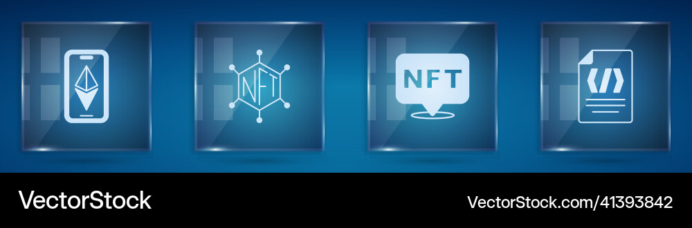 Set ethereum eth nft blockchain technology vector image
