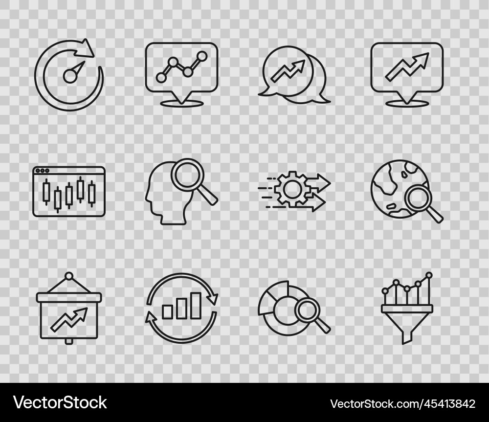 Set line board with graph sales funnel chart Set line board with graph sales funnel chart vector image