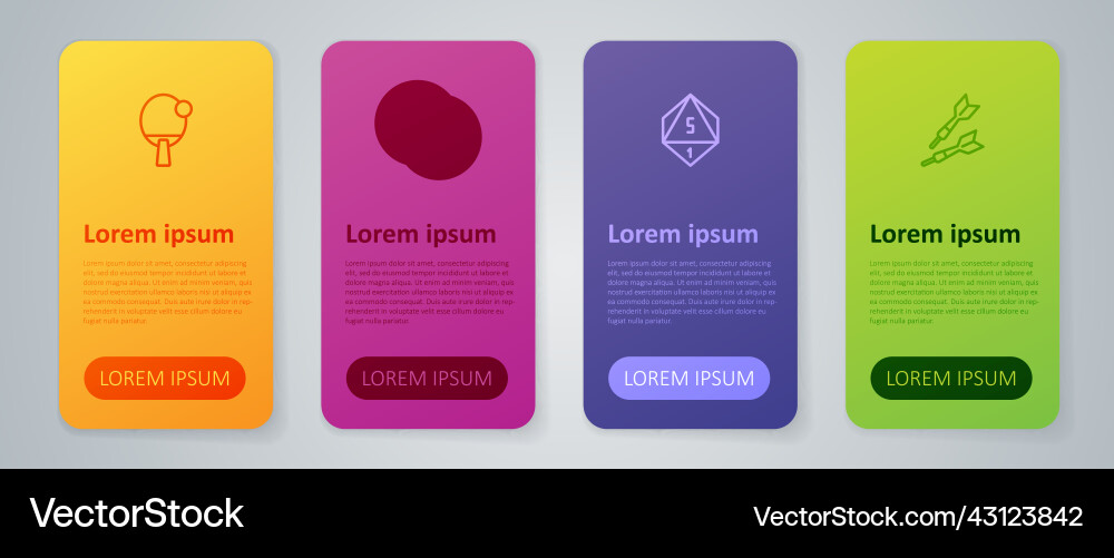 Set line game dice dart arrow racket and casino vector image