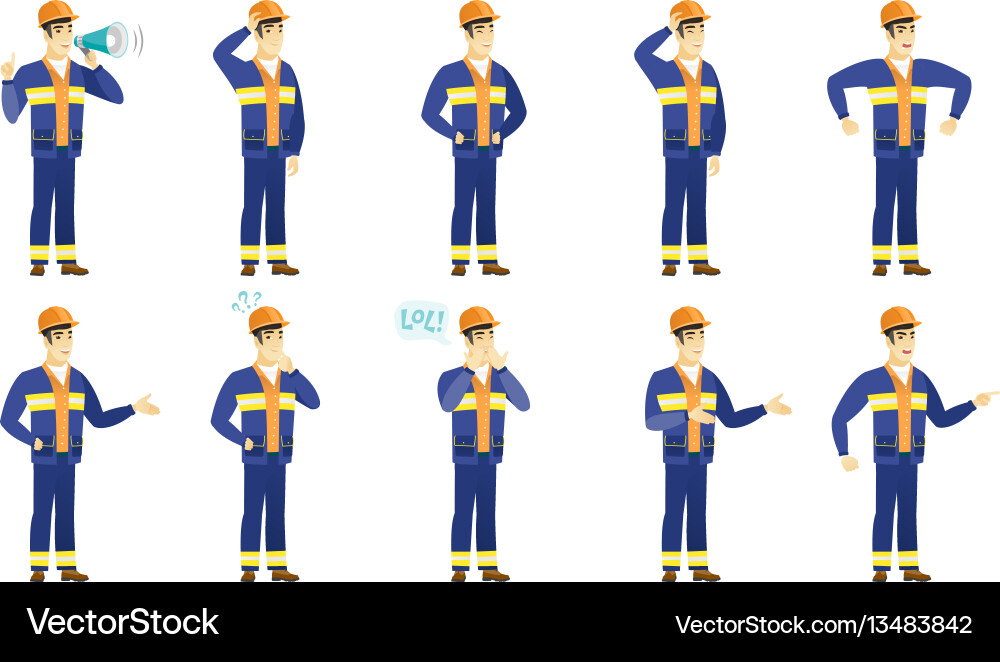Set of builder characters Set of builder characters Vector Image
