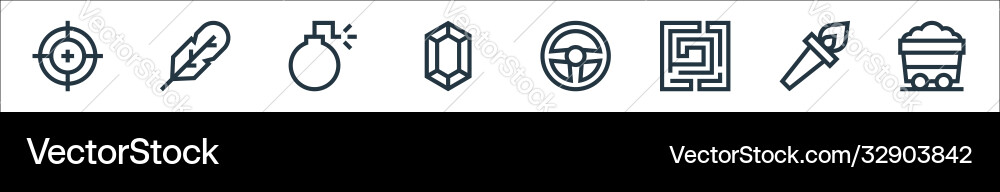 Video game elements line icons linear set quality Video game elements line icons linear set quality vector image