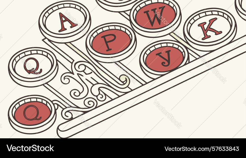 Antique typewriter keyboard keys design vector image