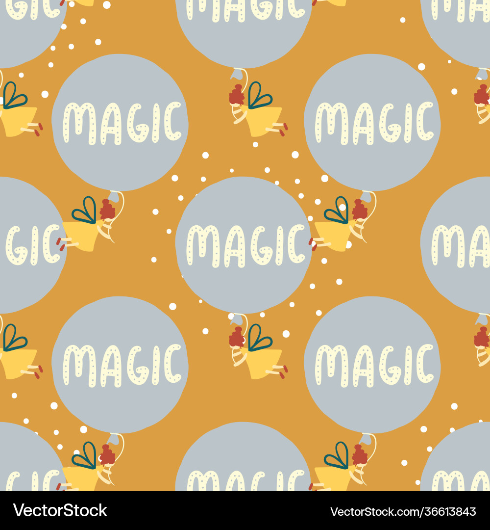 Balloons and fairies magic seamless pattern Vector Image