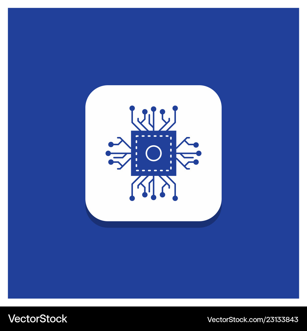 Blue round button for chip cpu microchip Blue round button for chip cpu microchip vector image